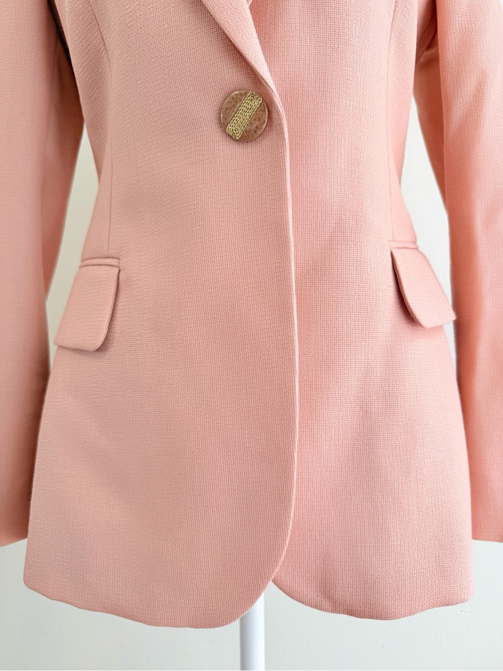 STELLA MCCARTNEY PINK WOOL SINGLE BUTTON BLAZER JACKET - Picture 4 of 15